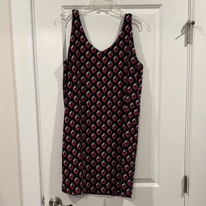 Halogen Black and Pink Diamond Pattern Mini Dress